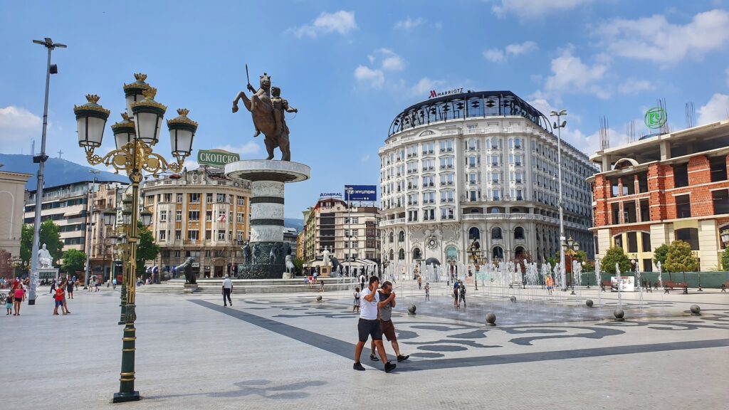 city of Skopje taken in a famous city square